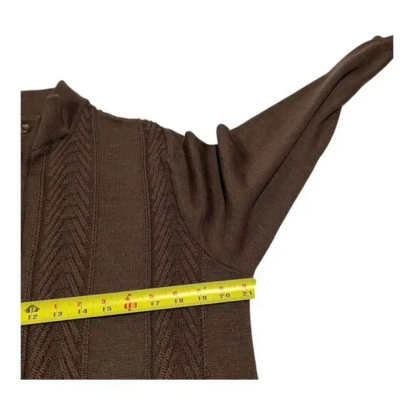 Tom James Men's CoffeeBrown Wool Blend Quarter Button Knit Sweater Sz S Made USA - Picture 4 of 13